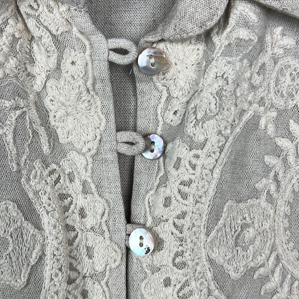 Soft Surroundings Kamal natural button down lace detail tunic - Picture 3 of 9